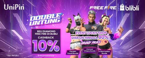 Beli Diamond Free Fire di Blibli Cashback 10%!